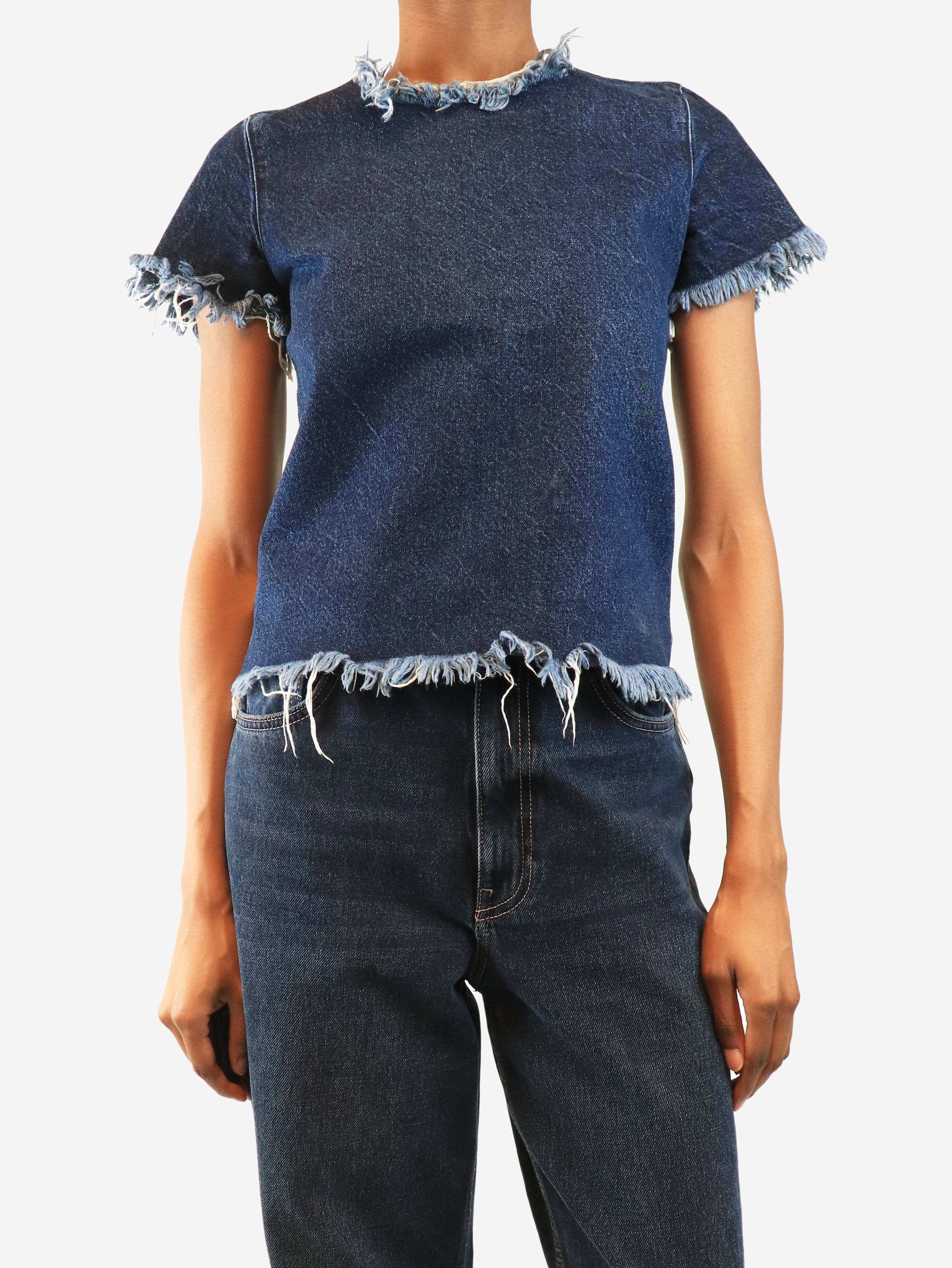 Blue frayed denim top - size XS Tops Marques / Almeida 