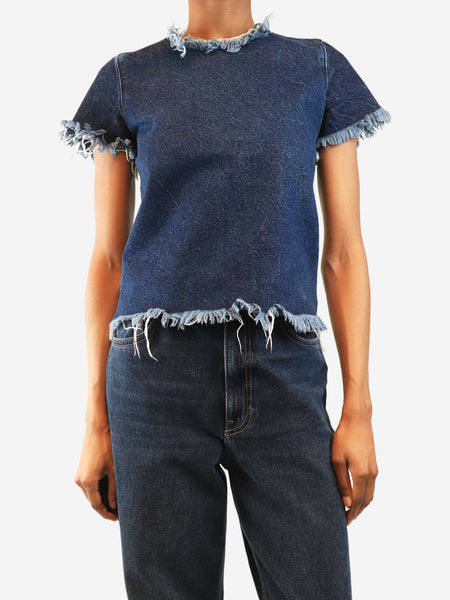 Blue frayed denim top - size XS product image