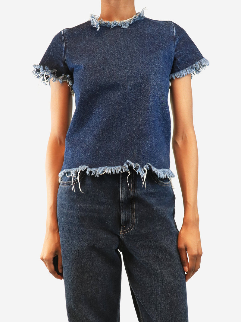 Blue frayed denim top - size XS Tops Marques / Almeida 