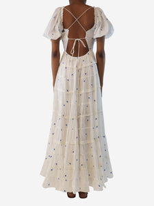 Rixo White embroidered floral maxi dress - size UK 6