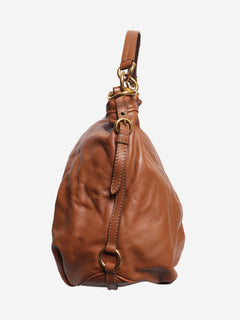 Brown leather hobo bag