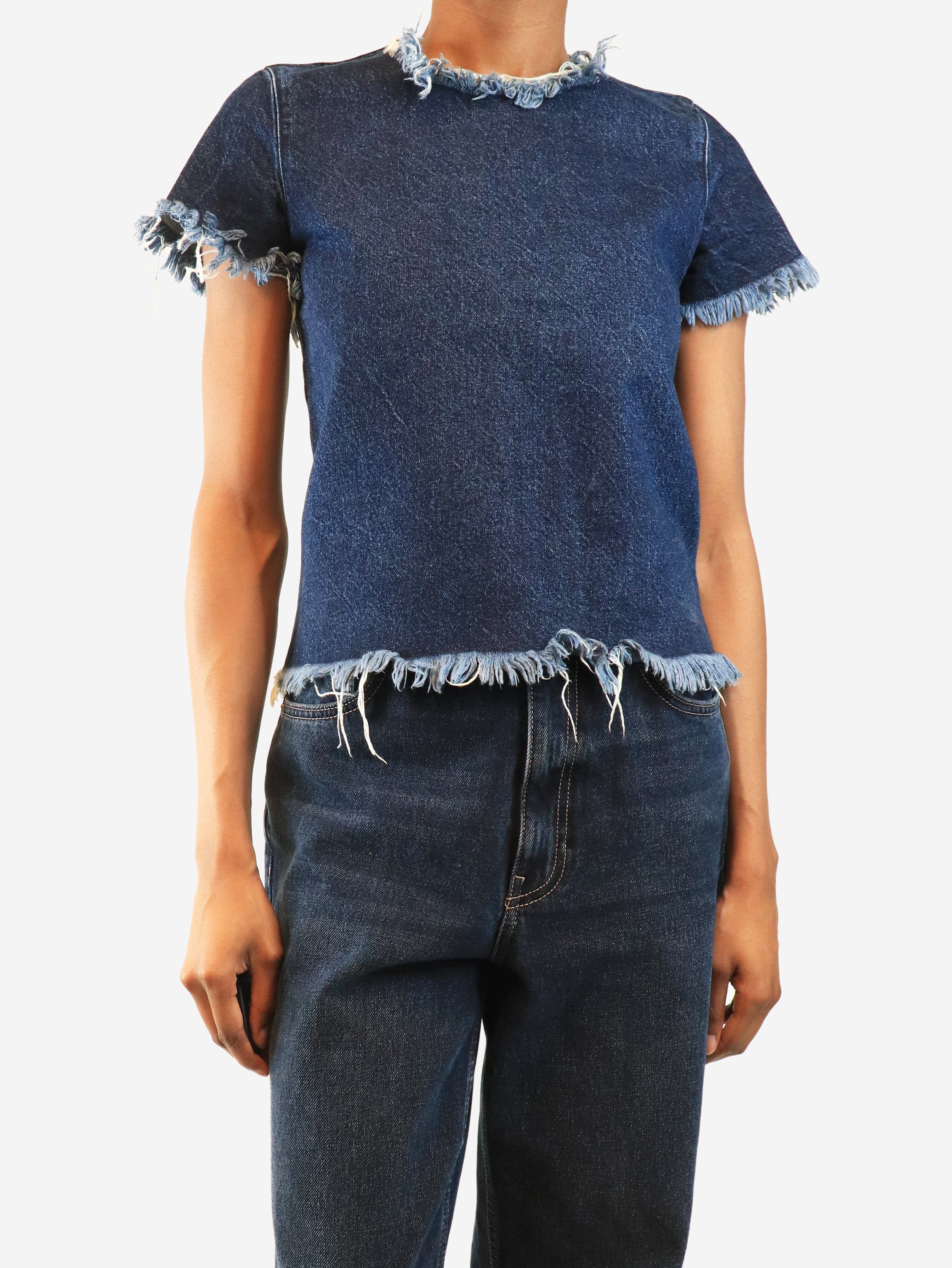 Blue frayed denim top - size XS Tops Marques / Almeida 
