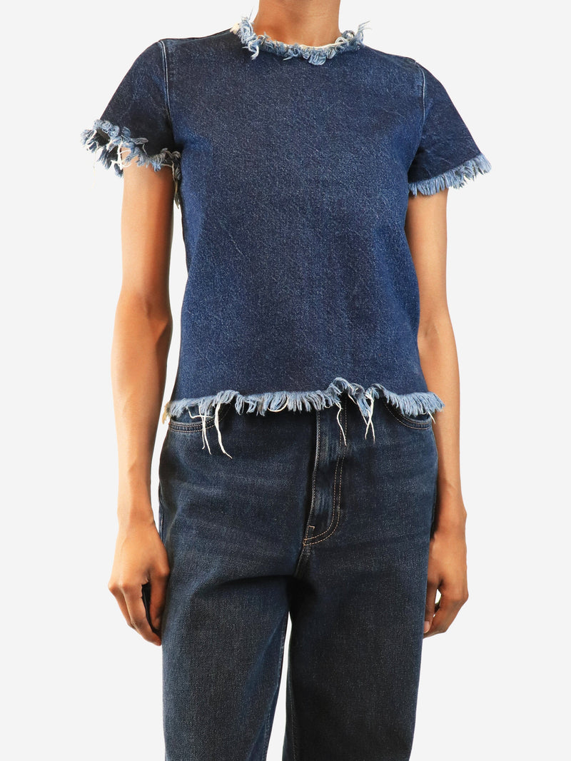 Blue frayed denim top - size XS Tops Marques / Almeida 