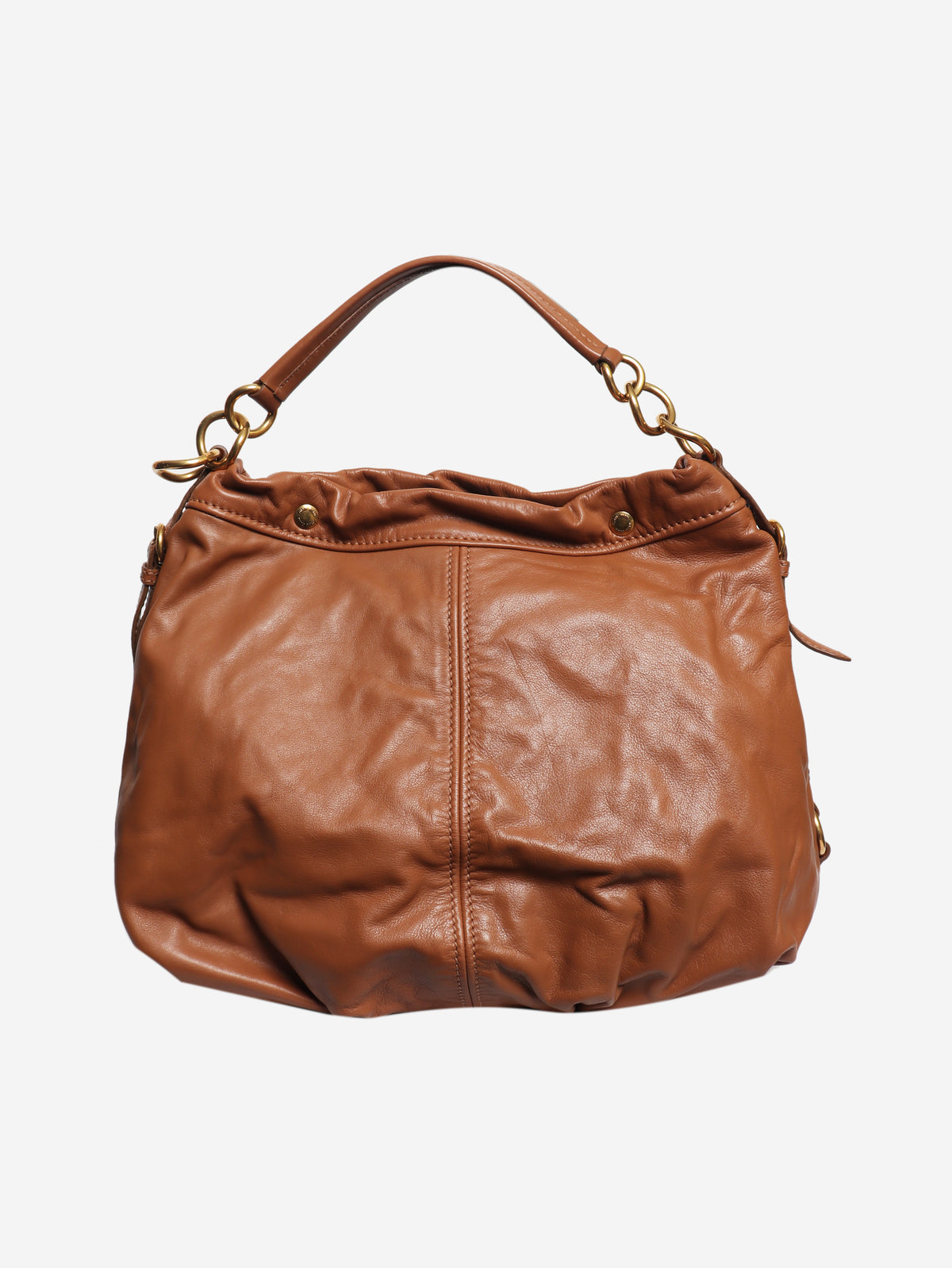 Brown leather hobo bag