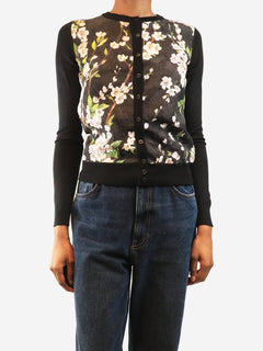 Black floral cardigan - size UK 8 Knitwear Dolce & Gabbana 