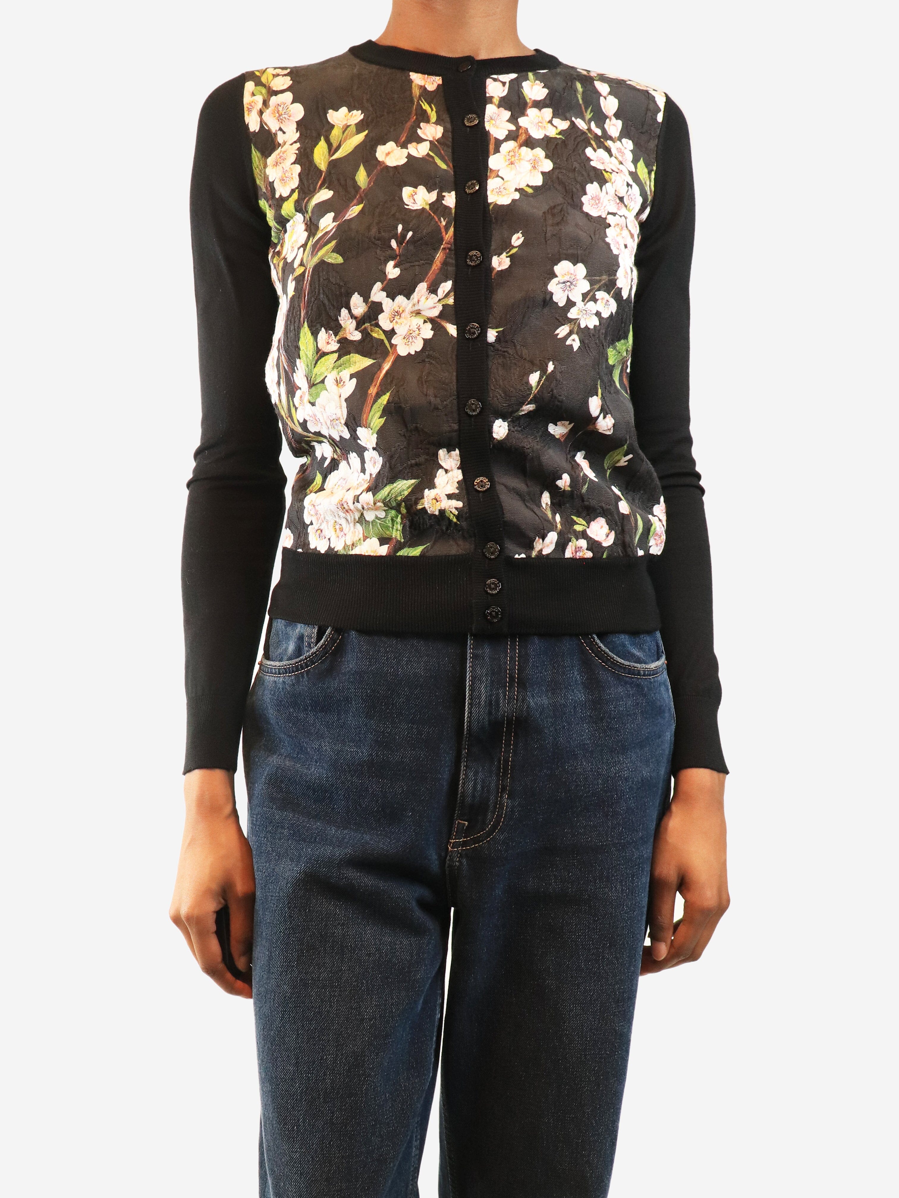 Black floral cardigan - size UK 8 Knitwear Dolce & Gabbana 