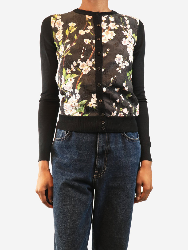 Black floral cardigan - size UK 8 Knitwear Dolce & Gabbana 
