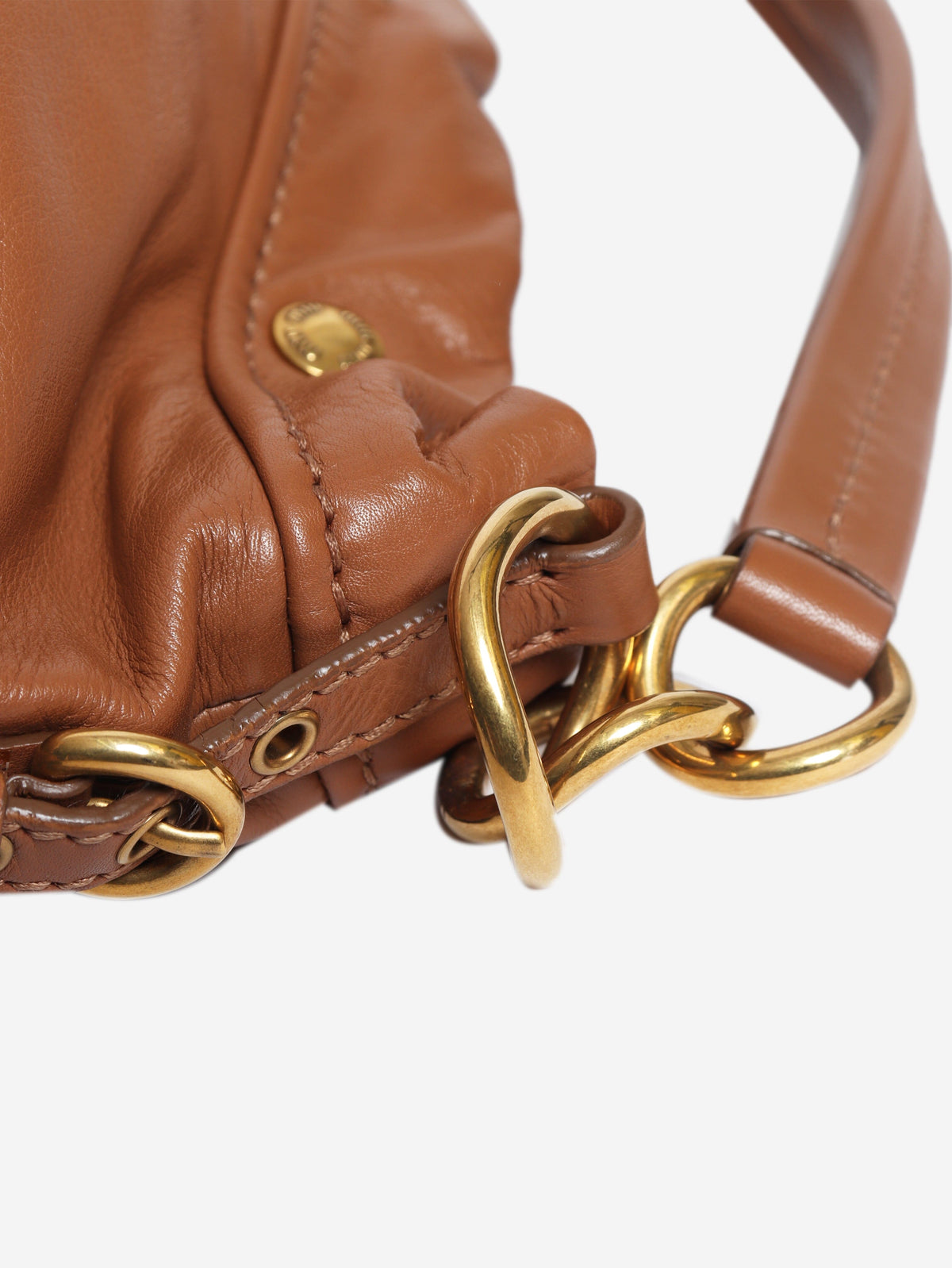 Brown leather hobo bag