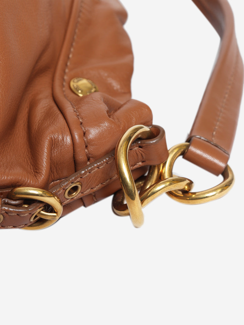 Brown leather hobo bag