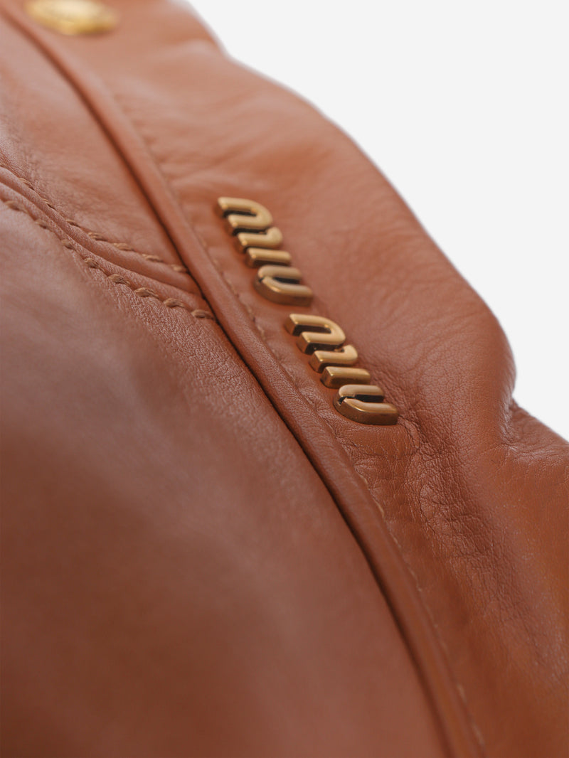 Brown leather hobo bag