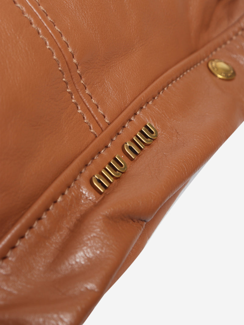 Brown leather hobo bag