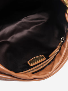 Brown leather hobo bag
