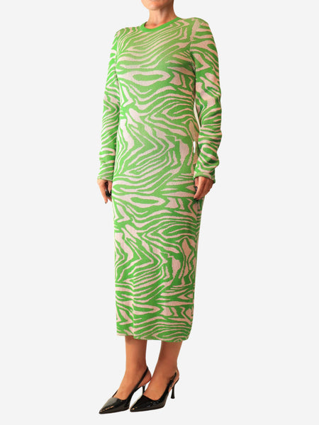 Multi ribbed zebra print knit dress - size UK 12 product image