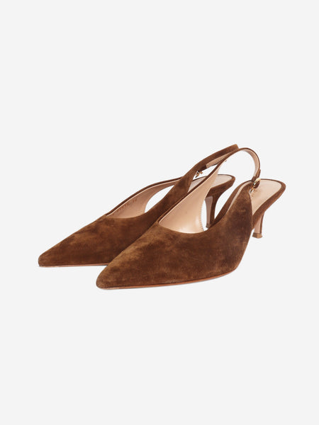 Brown suede slingback pumps - size EU 38 alternate image