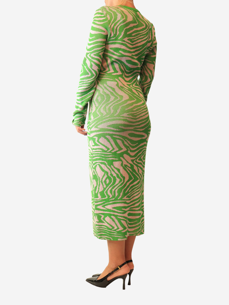 Multi ribbed zebra print knit dress - size UK 12