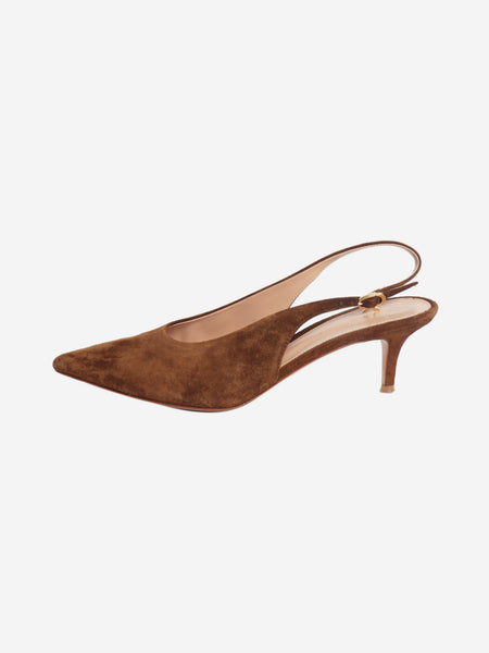 Brown suede slingback pumps - size EU 38 product image