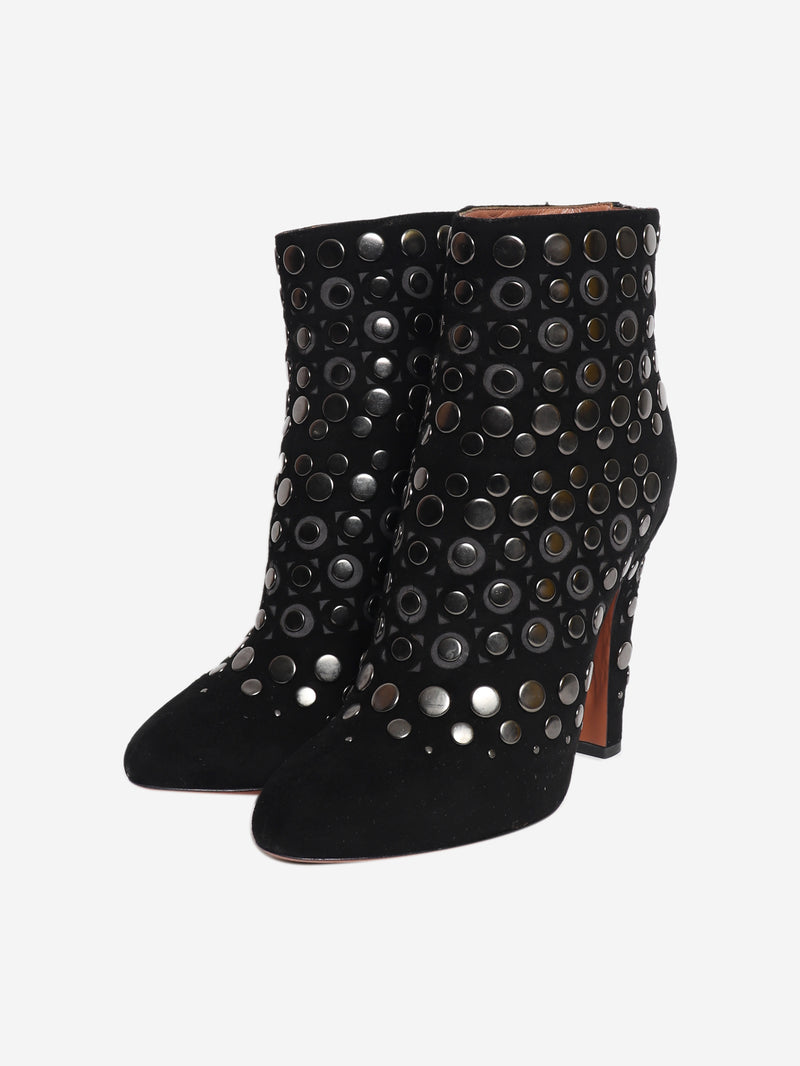 Black suede studded ankle boots - EU 39.5