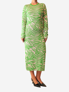 Multi ribbed zebra print knit dress - size UK 12