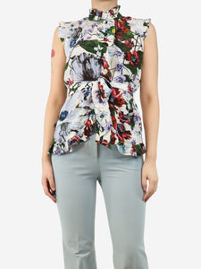 Erdem Multi silk floral top - size UK 8