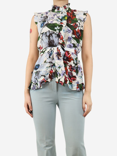 Multi silk floral top - size UK 8 Tops Erdem 