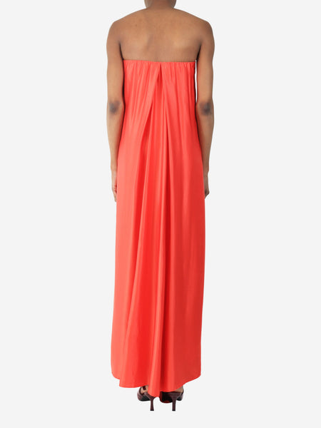 Red silk maxi dress - size UK 8 alternate image