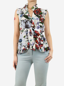 Erdem Multi silk floral top - size UK 8