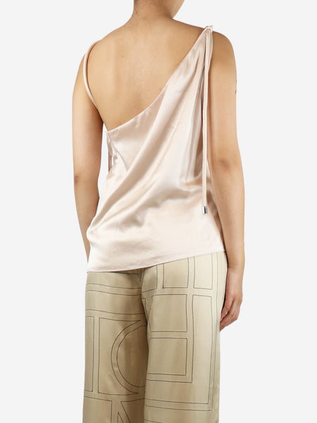 Light pink silk one-shoulder top - size L alternate image