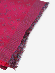 Louis Vuitton Magenta monogram fringed scarf