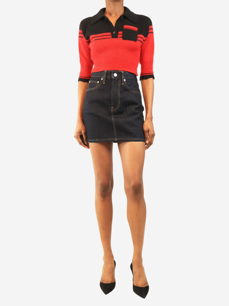 Indigo denim mini skirt - size UK 6 alternate image