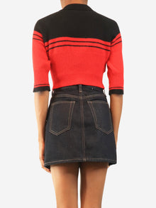Red and black polo knit crop-top - size UK 6 Knitwear Miu Miu 
