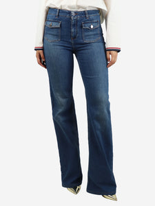 Stella McCartney Blue flared front-pocket jeans - size UK 12