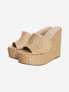 Neutral raffia wedge mules - size EU 39