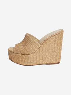 Neutral raffia wedge mules - size EU 39