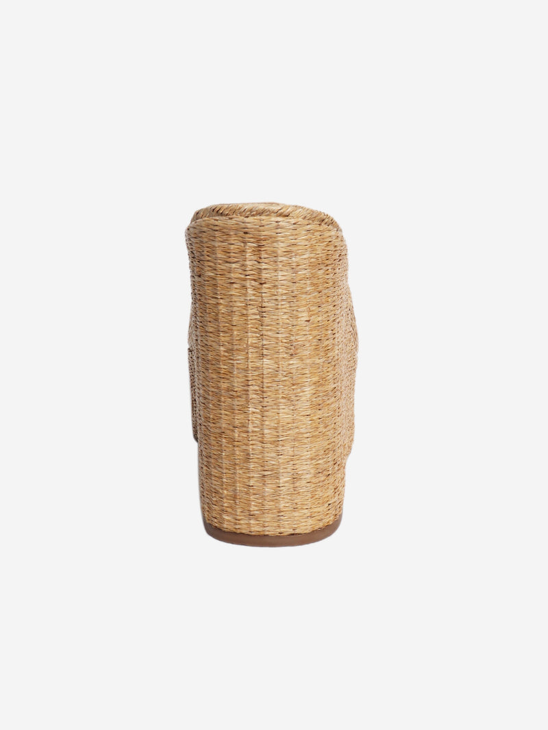 Neutral raffia wedge mules - size EU 39