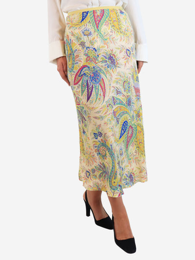 Yellow floral paisley midi skirt - size UK 12 Skirts Etro 