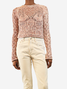 Pink loose-knit cropped jumper - size XS Knitwear Acne Studios 