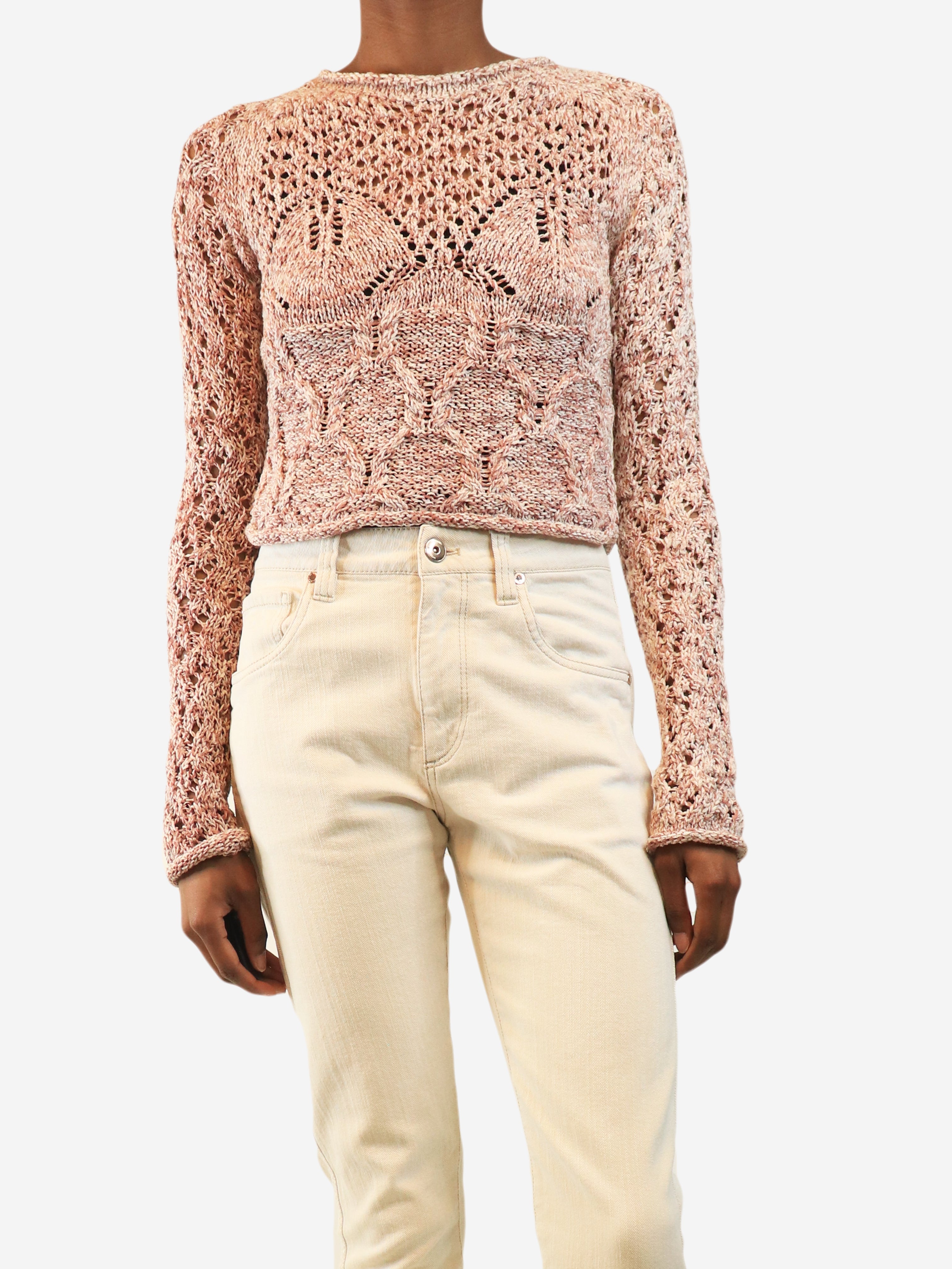 Pink loose-knit cropped jumper - size XS