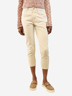 Neutral mid-rise straight-leg jeans - size UK 6