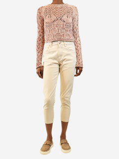 Neutral mid-rise straight-leg jeans - size UK 6