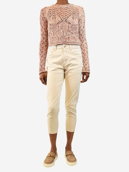 Neutral mid-rise straight-leg jeans - size UK 6 alternate image