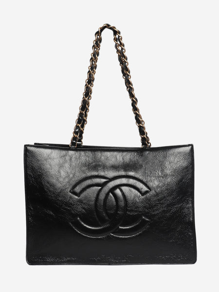 Black 2020 crinkled leather GST tote bag product image