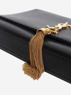 Kate black leather cross-body tassel bag