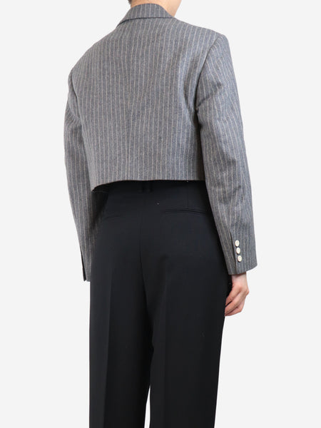 Grey pinstripe cropped wool jacket - size UK 8 alternate image