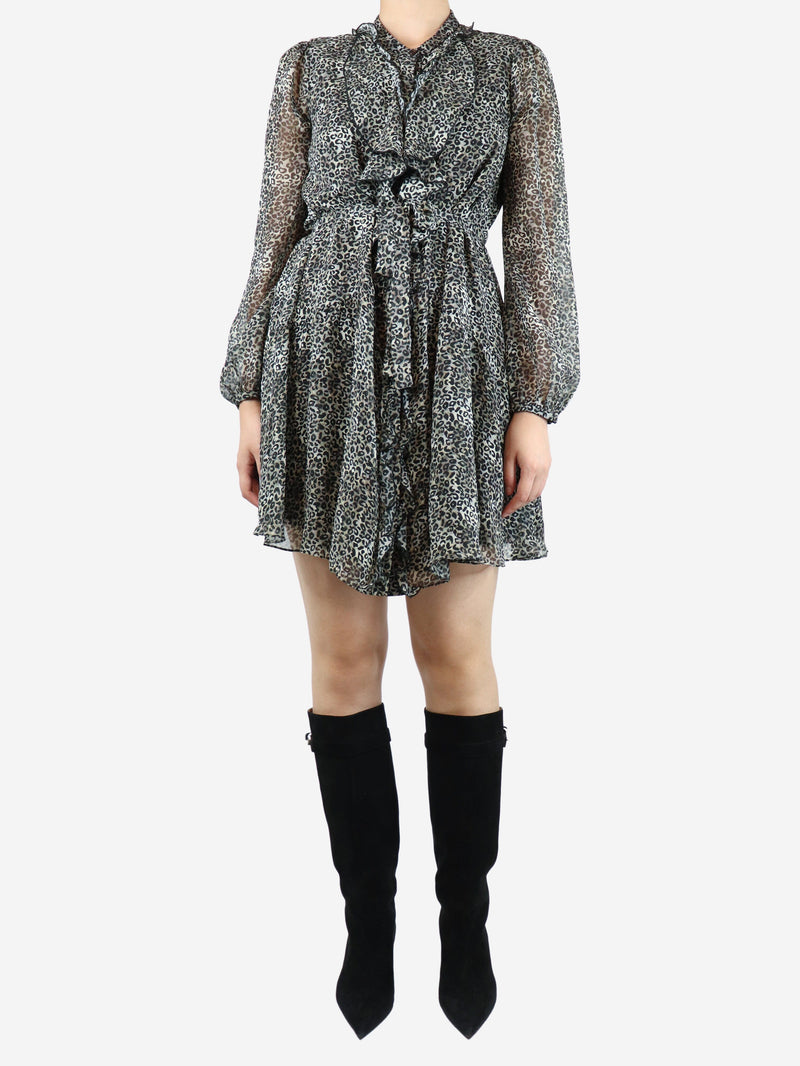 Leopard print ruffle mini dress
