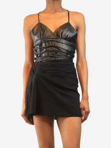 Black Iris leather lace-up top - size UK 8 Tops 16 Arlington 