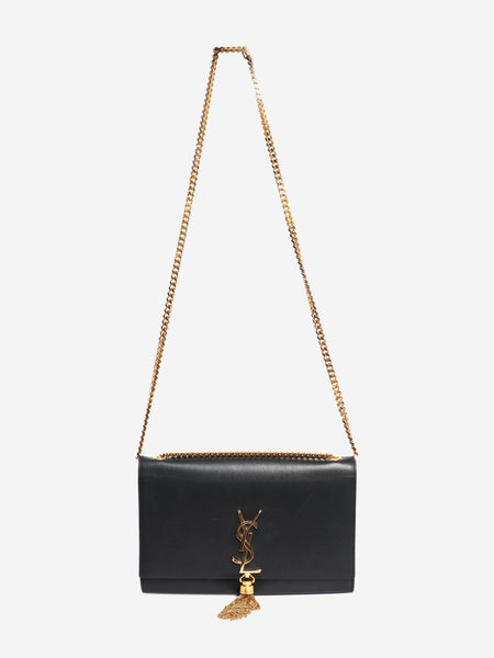 Kate black leather cross-body tassel bag alternate image