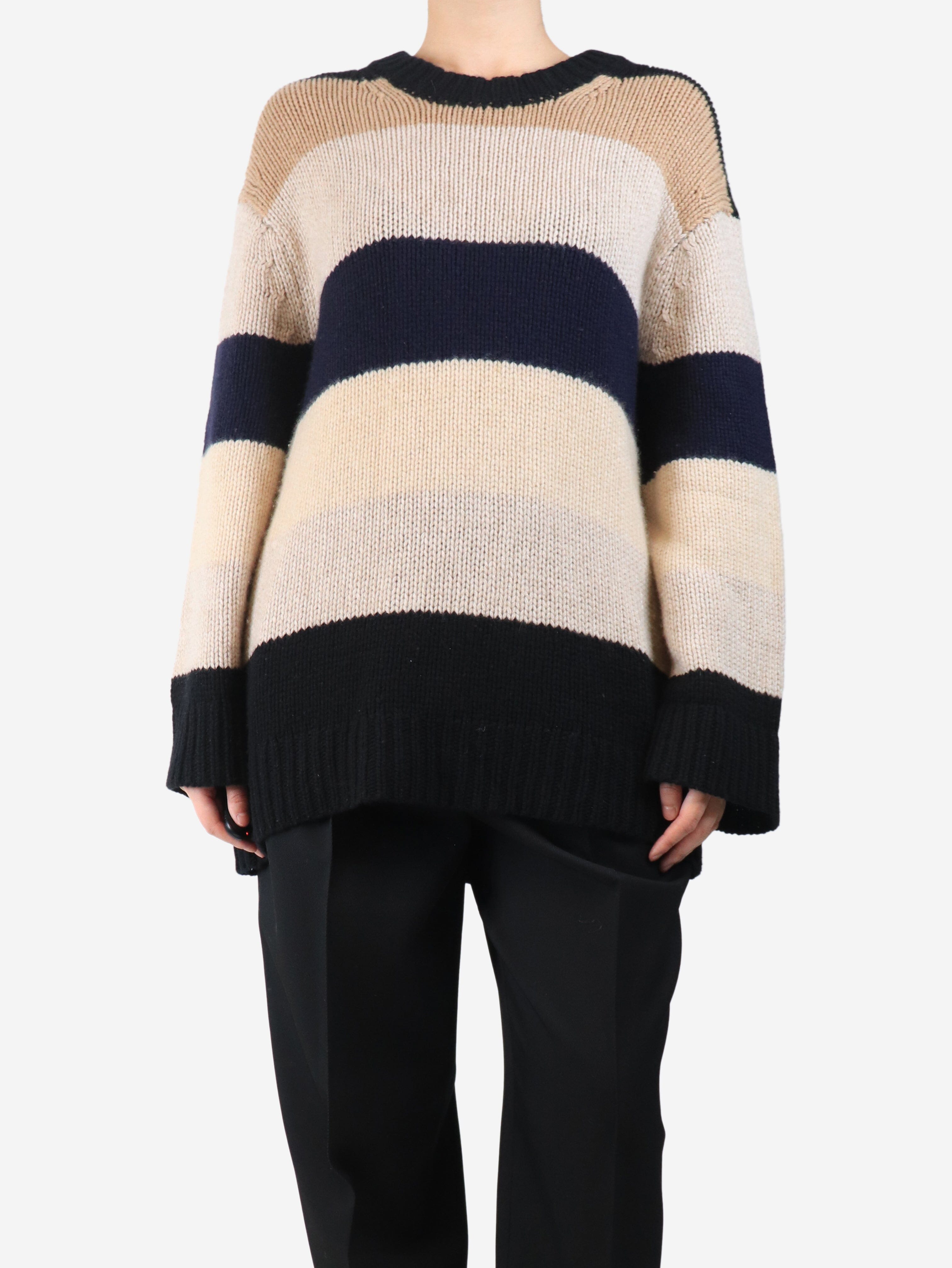 Neutral and black cashmere oversized jumper - size XS Knitwear Khaite 