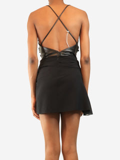 Black Iris leather lace-up top - size UK 8