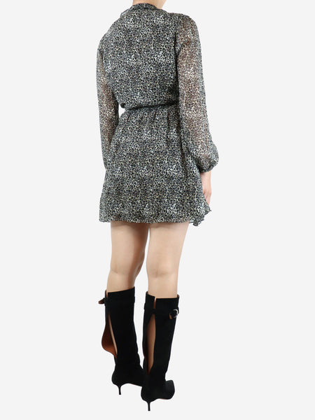 Leopard print ruffle mini dress - size UK 10 alternate image