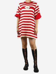 Gucci Red and cream striped knit mini dress - size S